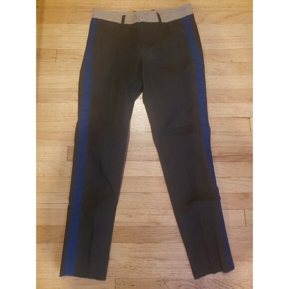 Vince Pants Women's Tuxedo Stripe Trousers Cotton Ankle Slim Sz 4 Stretch - Picture 2 of 9